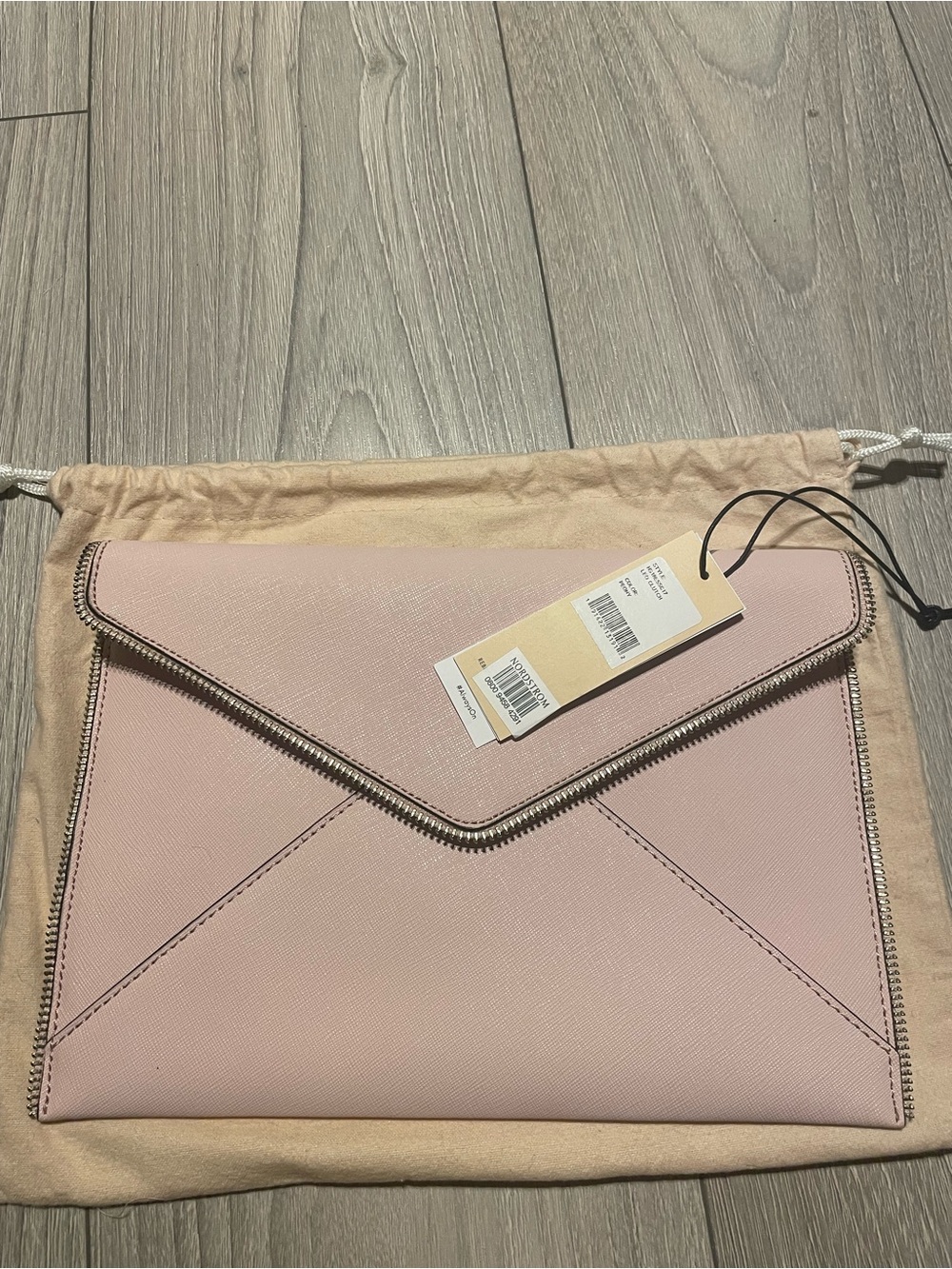 Rebecca Minkoff Blush Pink Envelope Clutch with Zip Trim